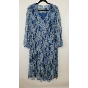 Joie Dress Womens Extra Large Tiered Print Maxi Parisian Paisley Chiffon V-Neck